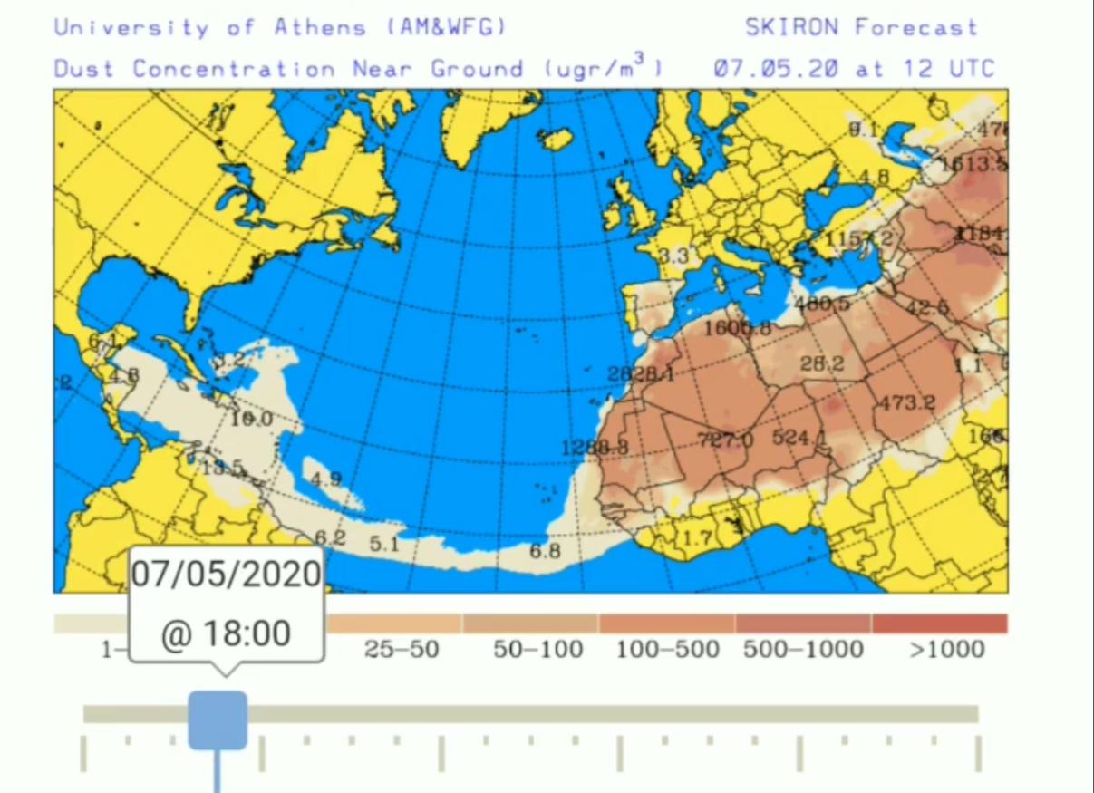 Imagen de los modelos meteorológicos que confirman el fenómeno natural
