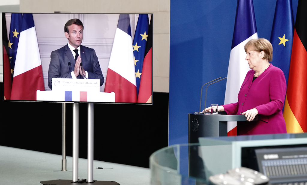 Emmanuel Macron, presidente de Francia y Angela Merkel, canciller de Alemania