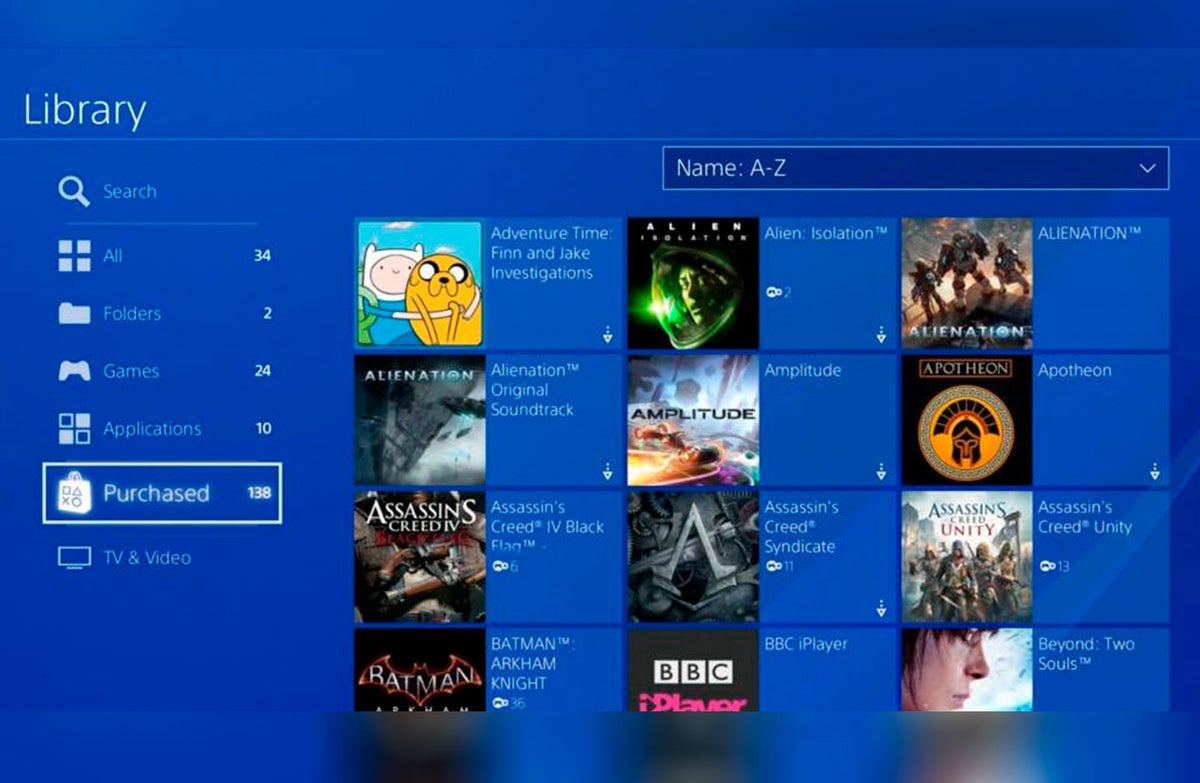 Librería de juegos en la PlayStation Network