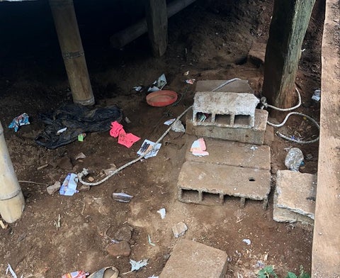 Sótano de la vivienda en donde permanecía la menor.