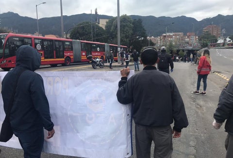 Protesta de conductores de Transmilenio en medio de cuarentena