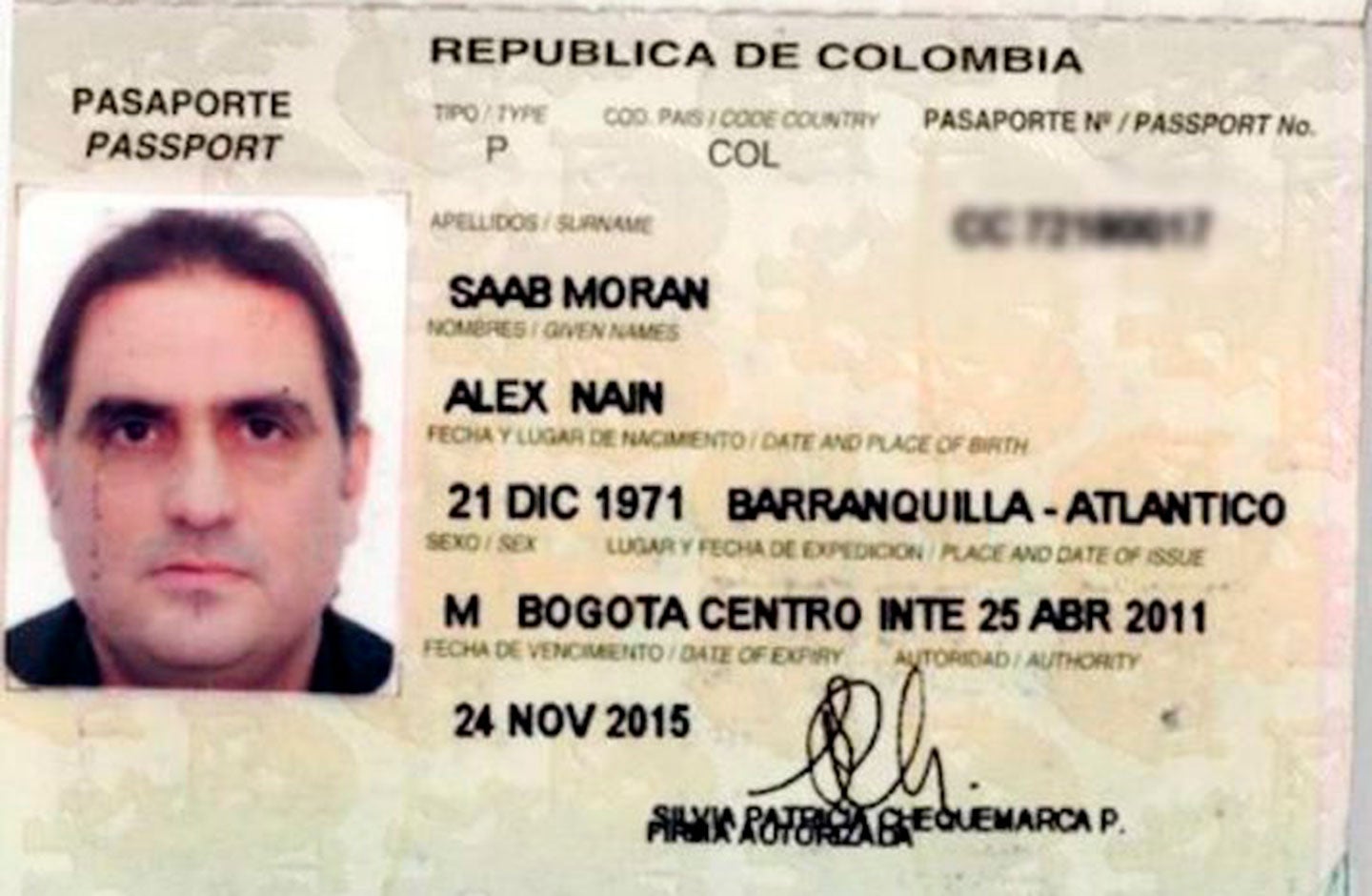 Pasaporte de Álex Saab