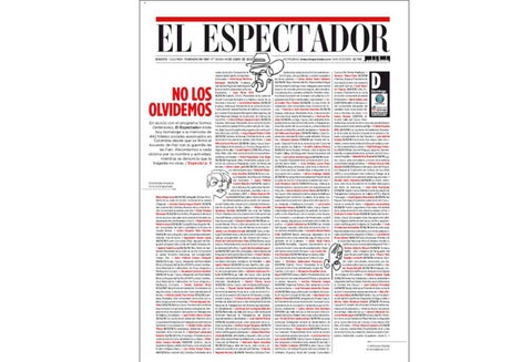Portada El Espectador en homenaje a líderes sociales asesinados