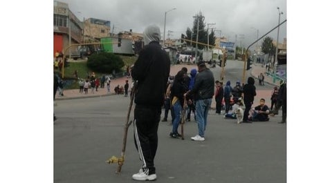 Protesta de habitantes en el sector de Usme, sur de Bogotá