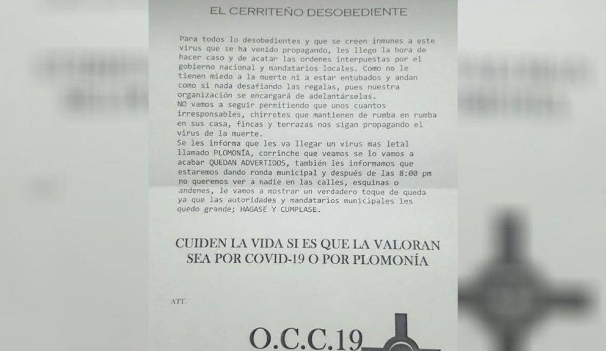 En El Cerrito se han reportado 87 casos positivos de COVID-19.