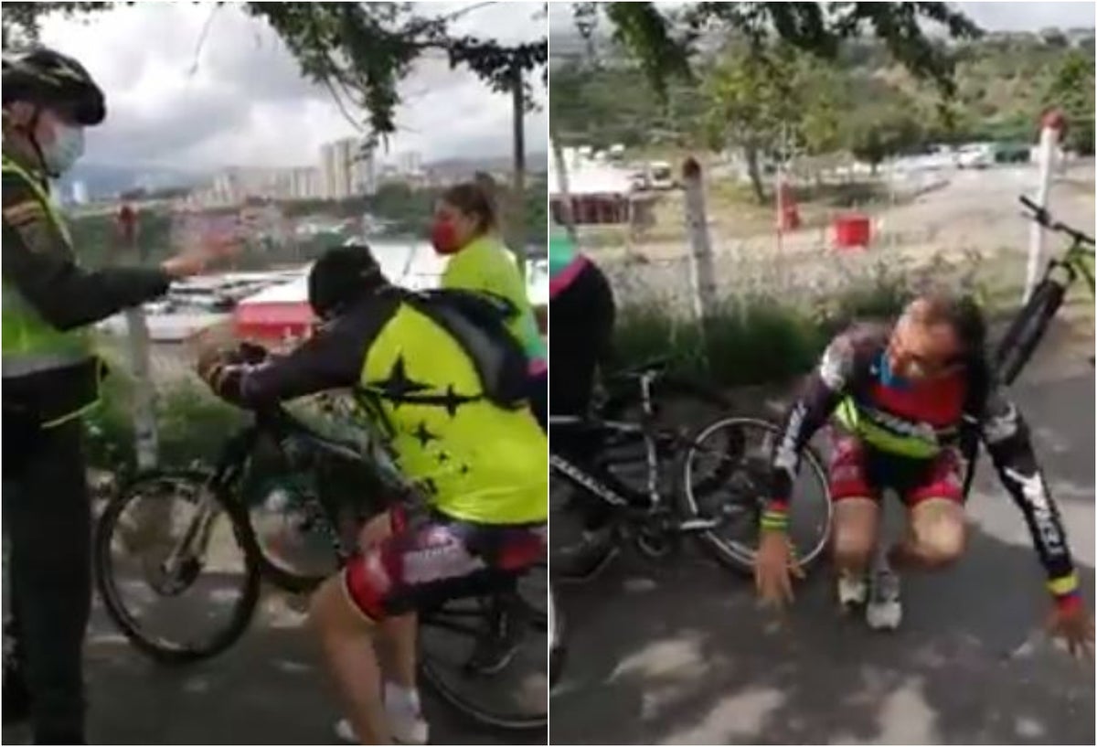Ciclista finge agresión de un policía