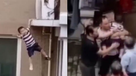niño cae al vacuo