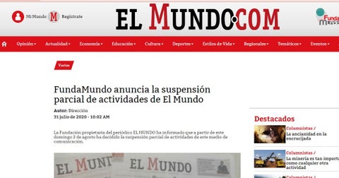 Periódico El Mundo de Medellín.