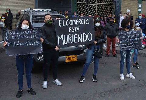 Protesta de comerciantes en Bogotá