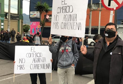 Protestas de comerciantes en Bogotá en medio de pandemia