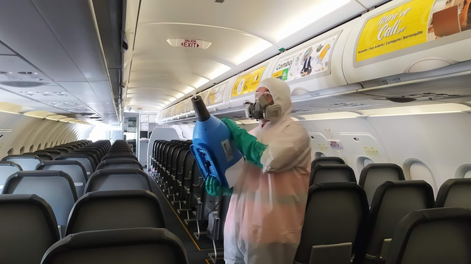 Protocolos en los aviones en el aeropuerto José María Córdova de Rionegro.