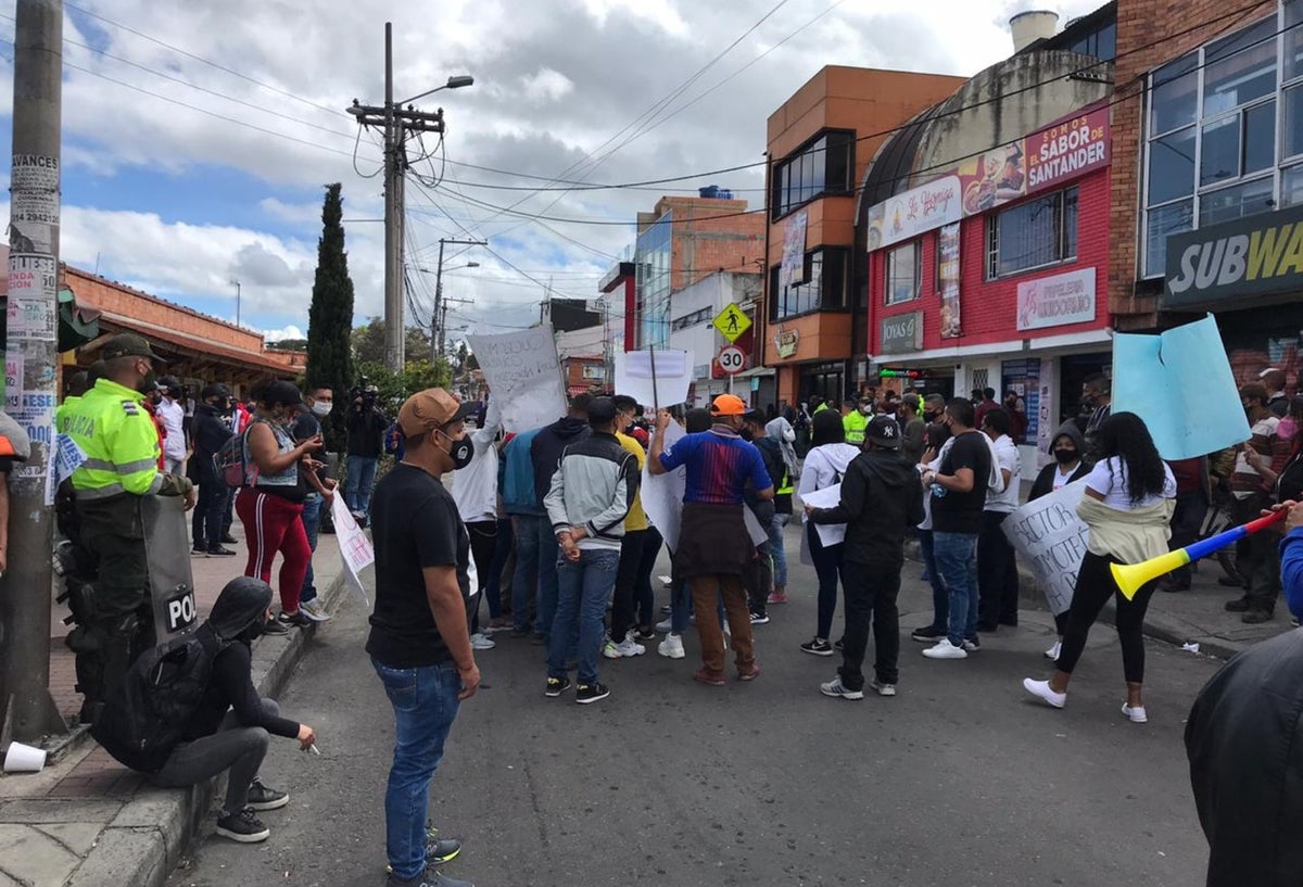 Protestas de comerciantes en Bogotá en la Autopista Norte