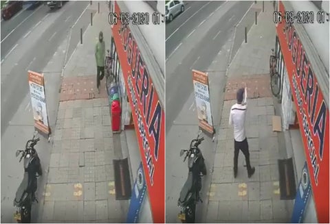 Se roban hasta las canecas de la basura en negocio de Bogotá