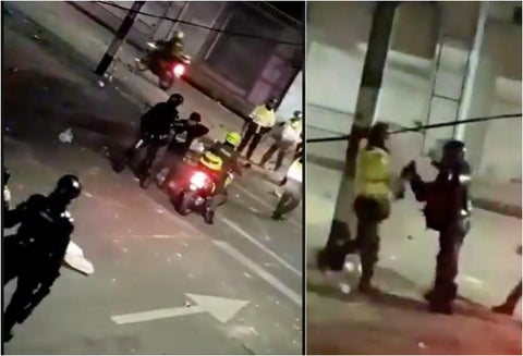 Agente del Esmad peleó con un policía por defender un ciudadano
