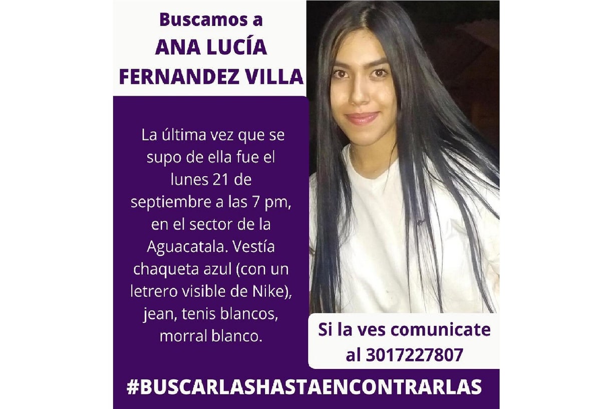 Ana Lucía Fernández, de 17 años de edad, perdida en Medellín