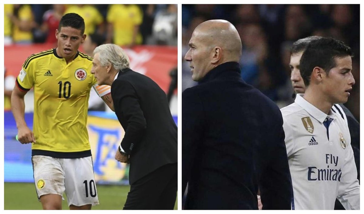 James con Zidane y Pékerman