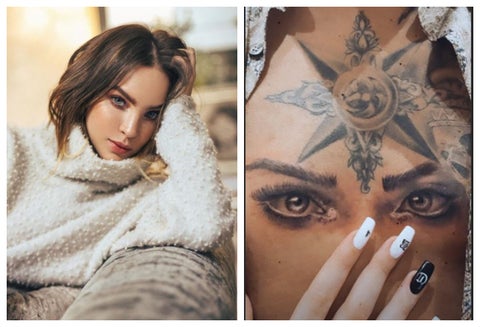 Tatuaje de Nodal con los ojos de Belinda
