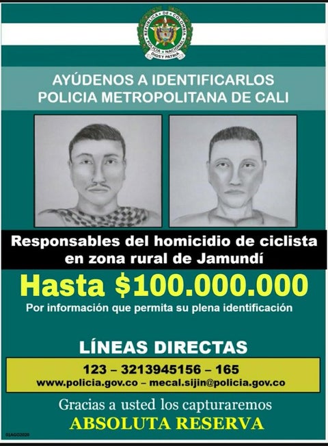 Recompensa por responsables de crimen de ciclomontañista en Jamundí