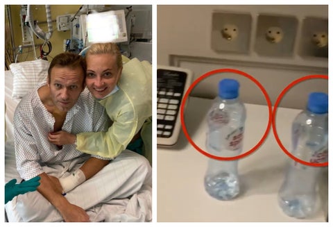 Botella que habría tomado Alexéi Navalni con veneno