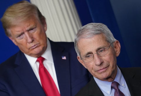Anthony Fauci junto a Trump