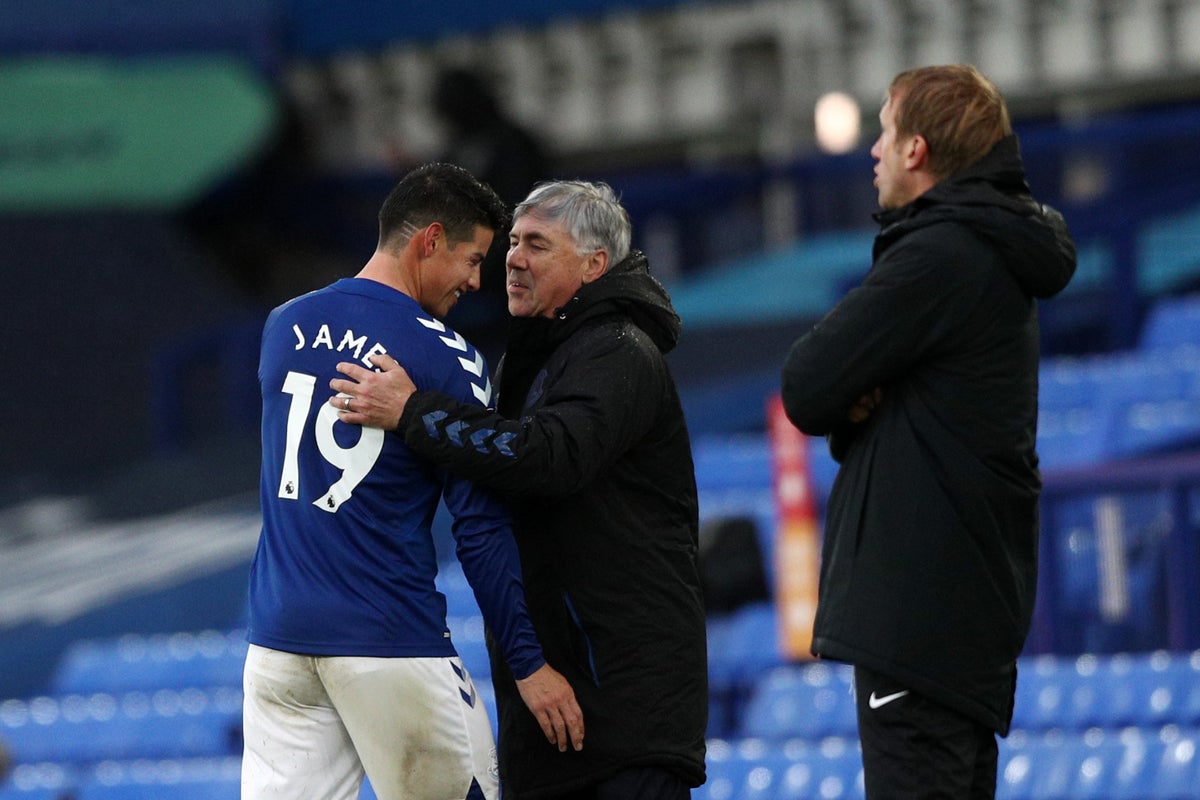James Rodríguez y Carlo Ancelotti