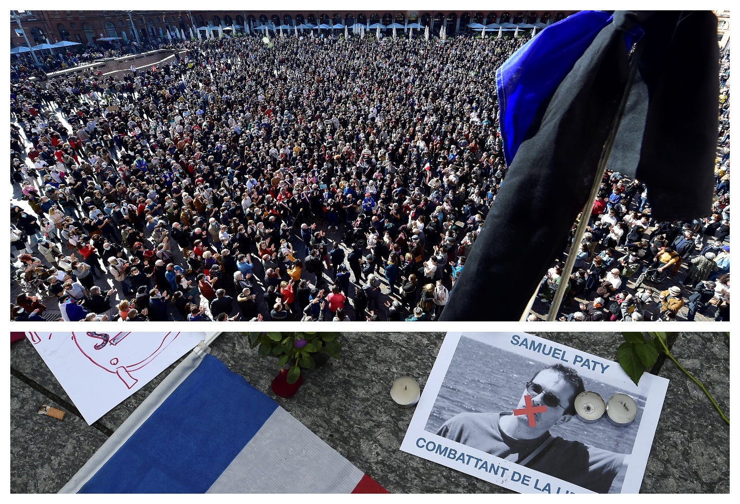 Homenaje a Samuel Paty, profesor decapitado en París