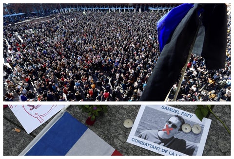 Homenaje a Samuel Paty, profesor decapitado en París