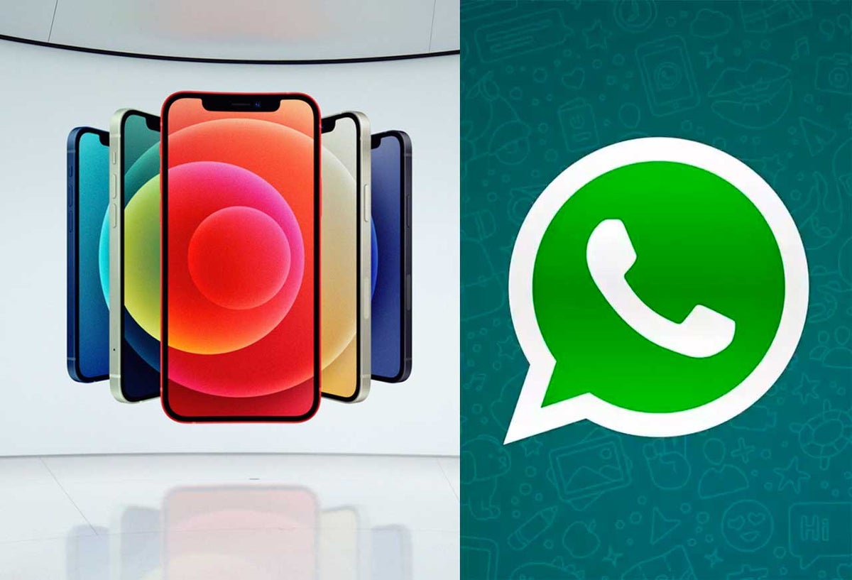 Iphone 12 con logo de WhatsApp