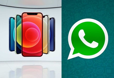 Iphone 12 con logo de WhatsApp