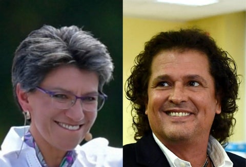 La alcaldesa Claudia López y Carlos Vives