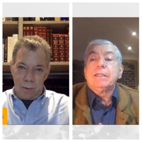 Juan Manuel Santos y César Gaviria en foro sobre la guerra contra las drogas.