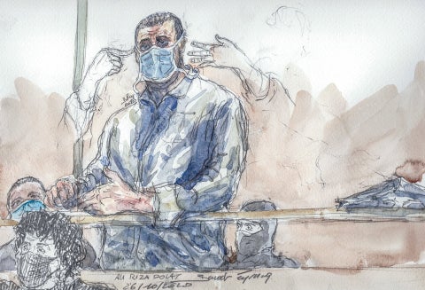 Ali Riza Polat compareciendo en audiencia sobre ataque a Charlie Hebdo