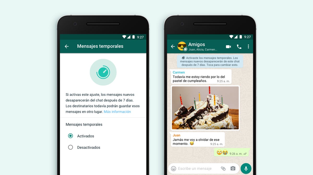 Mensajes temporales en WhatsApp