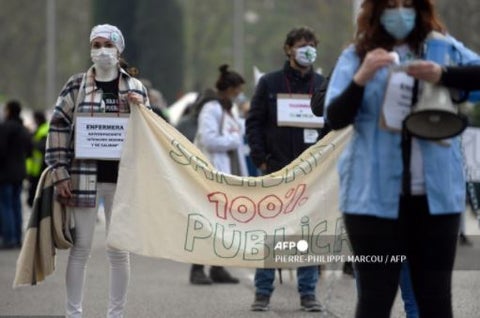 Manifestación de médicos en Madrid, España