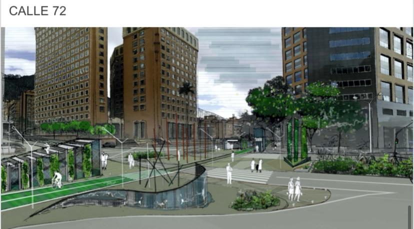Diseño del "corredor verde" que iría por la Carrera Séptima de Bogotá