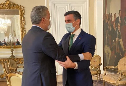 Iván Duque con Leopoldo López en Casa de Nariño