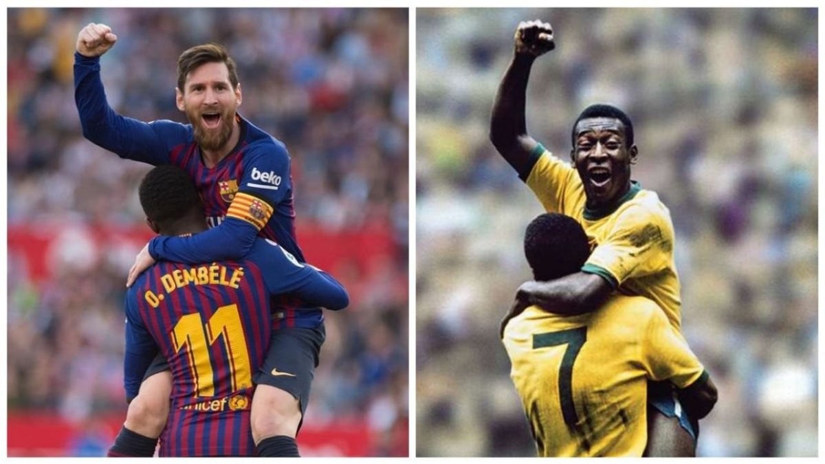 Messi y Pelé celebran gol