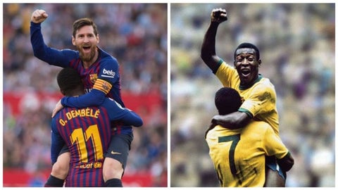 Messi y Pelé celebran gol