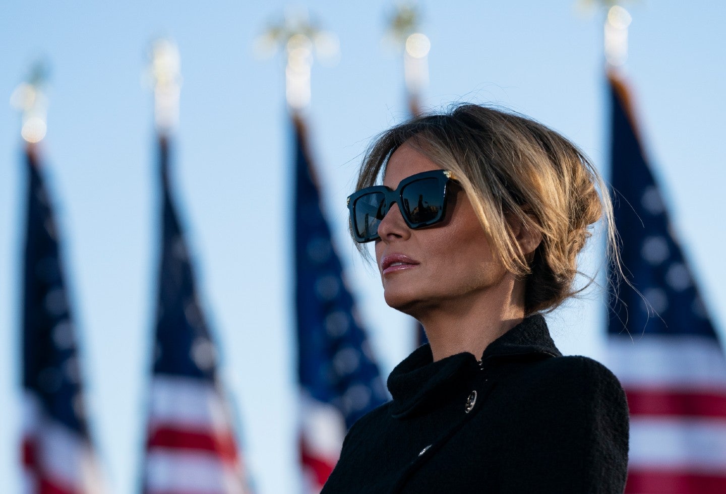 Melania Trump en su último día como primera dama de Estados Unidos.