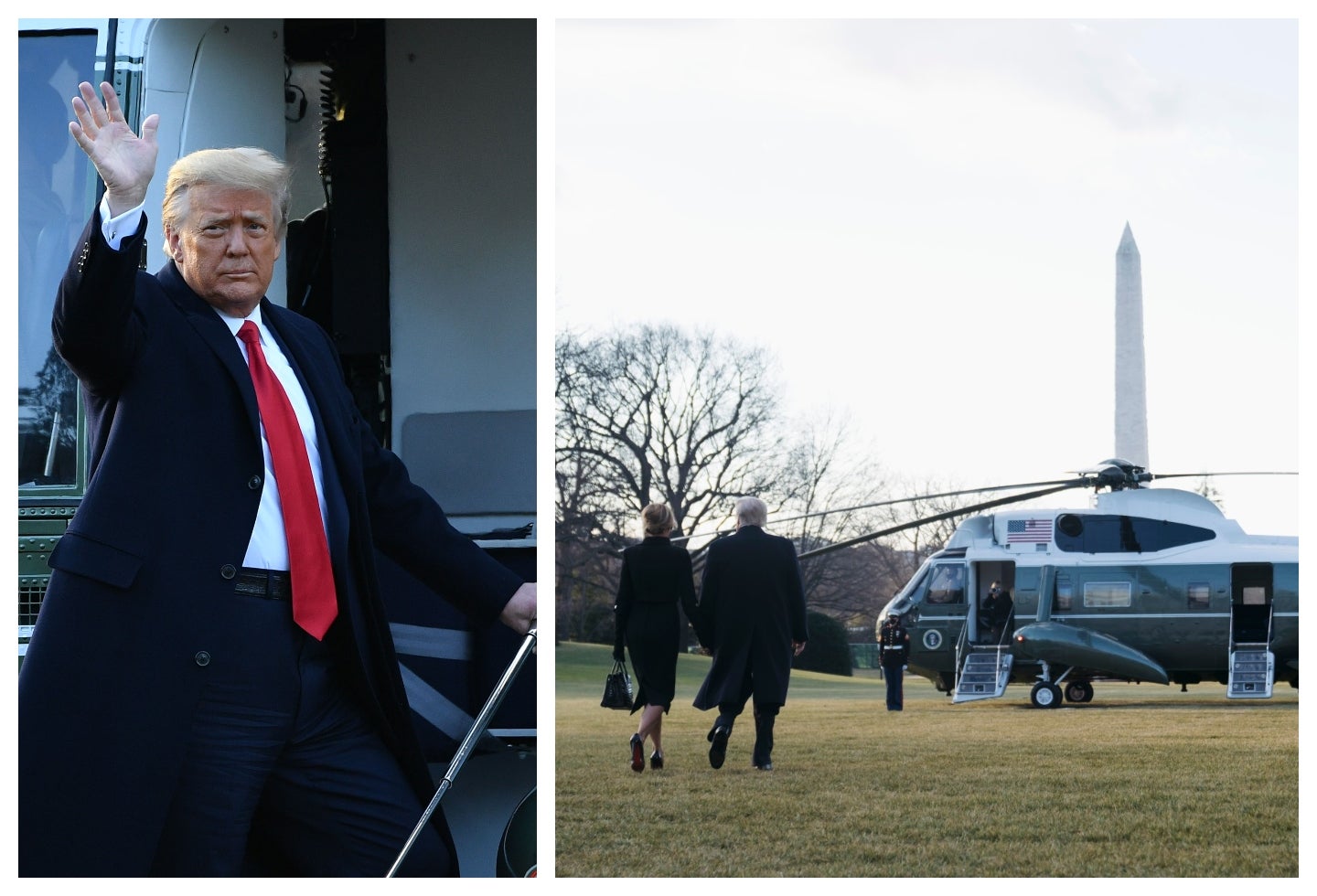 Donald Trump saliendo de la Casa Blanca