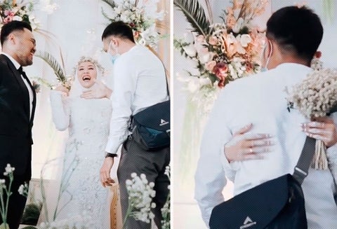 Abrazó a su exnovio en su matrimonio