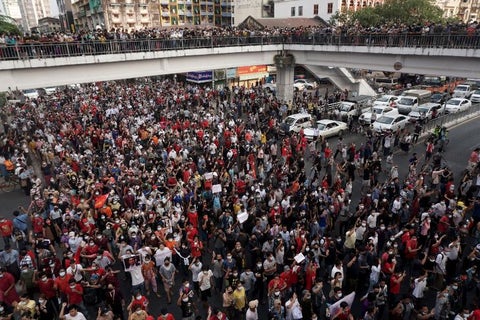 Manifestaciones en Birmania contra el golpe de Estado