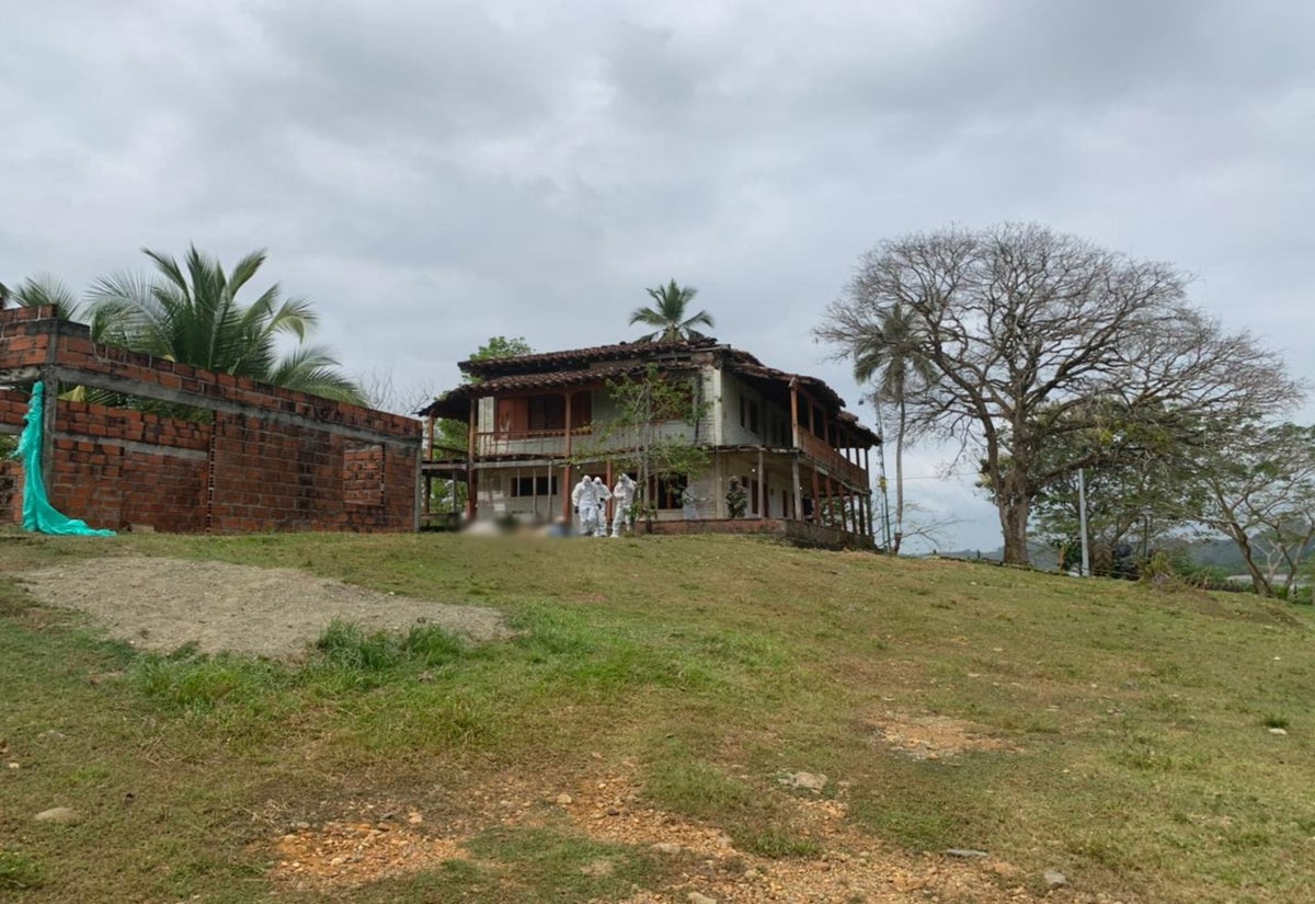 Lugar de la masacre de tres mineros en Tarazá, Antioquia.