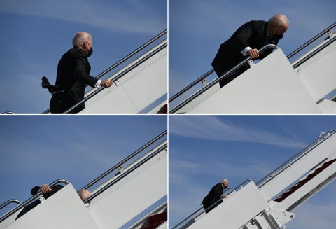 Joe Biden se tropieza tres veces