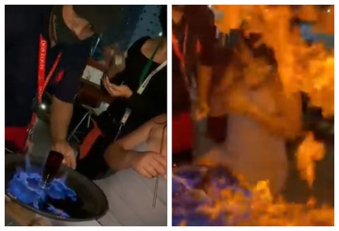Turista quemada en Cancún con coctel flameado