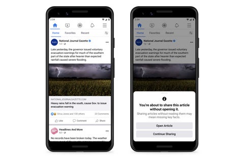 Facebook y su ventana emergente para compartir artículos