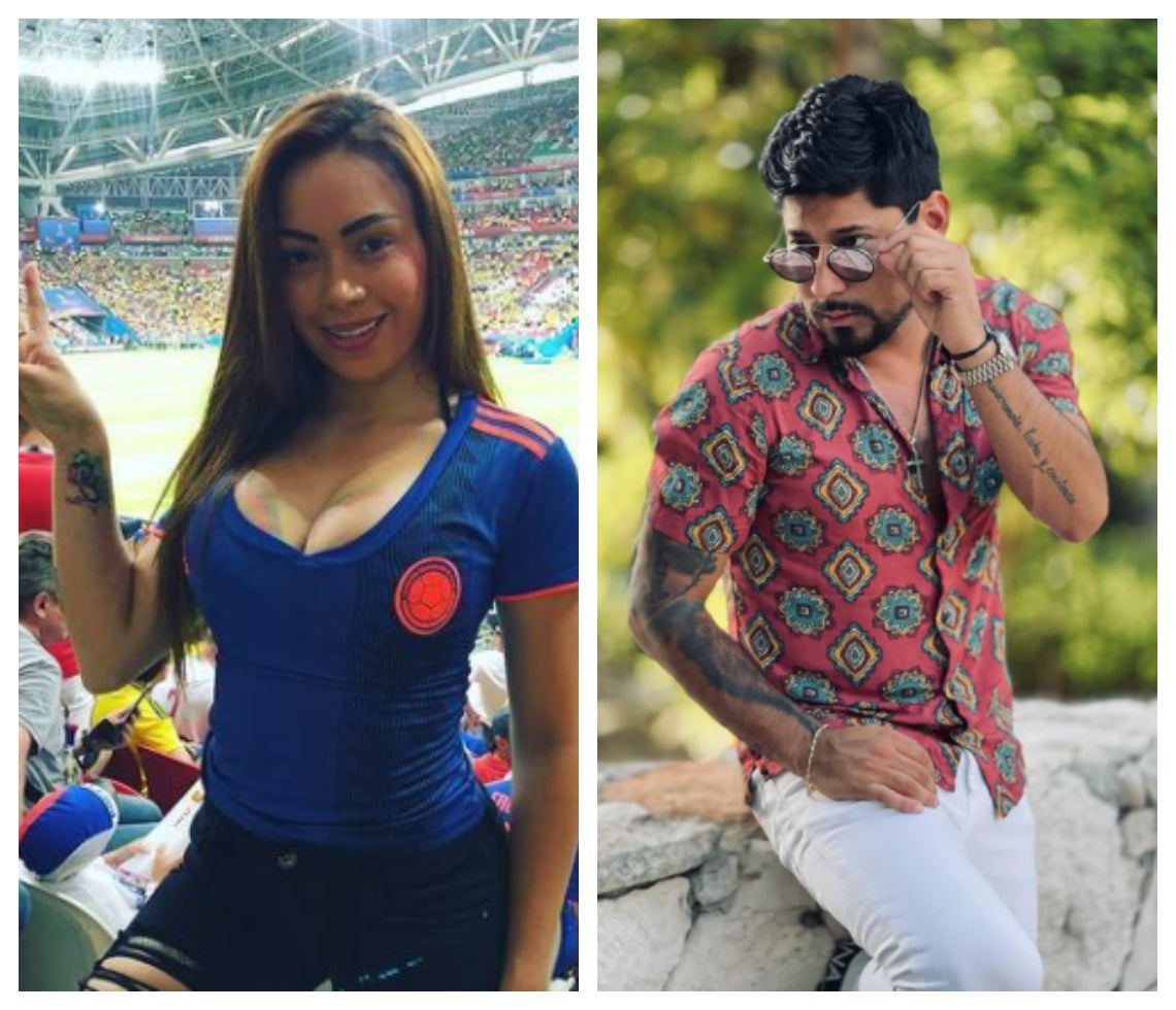 Epa Colombia con camiseta de la Selección y el cantante Lowe León