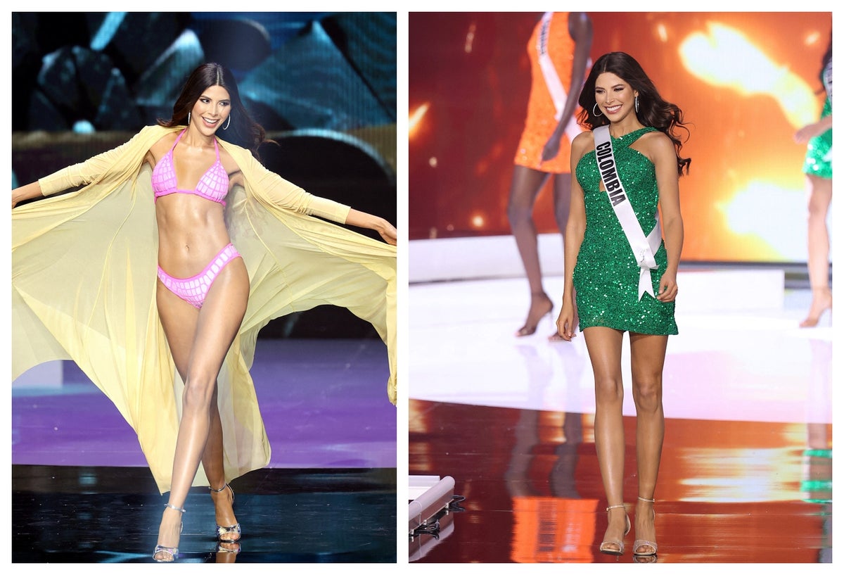 Laura Olascuaga en sus desfiles en Miss Universo