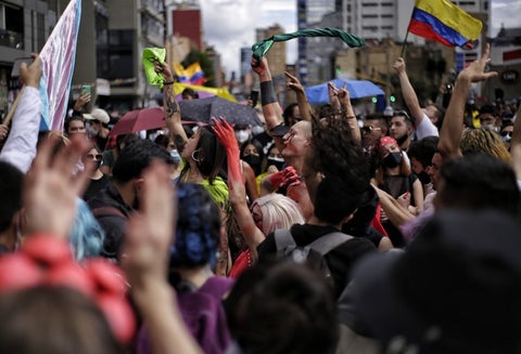 Protestas en Bogotá se concentraron en monumento de Los Héroes en Bogotá