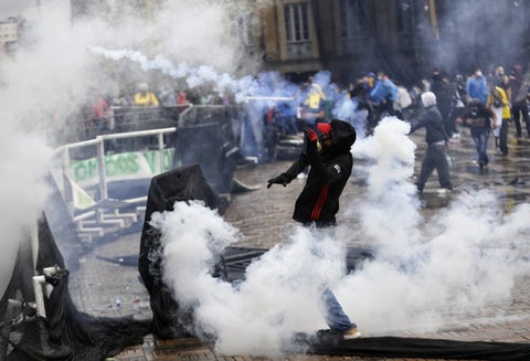 Disturbios en Bogotá durante Paro Nacional.